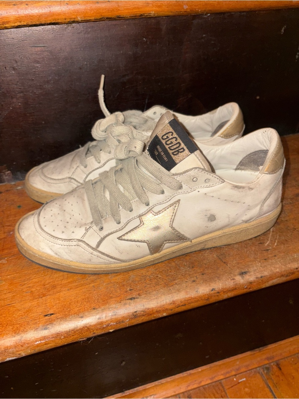Golden Goose White Sneakers with Gold Star Accent